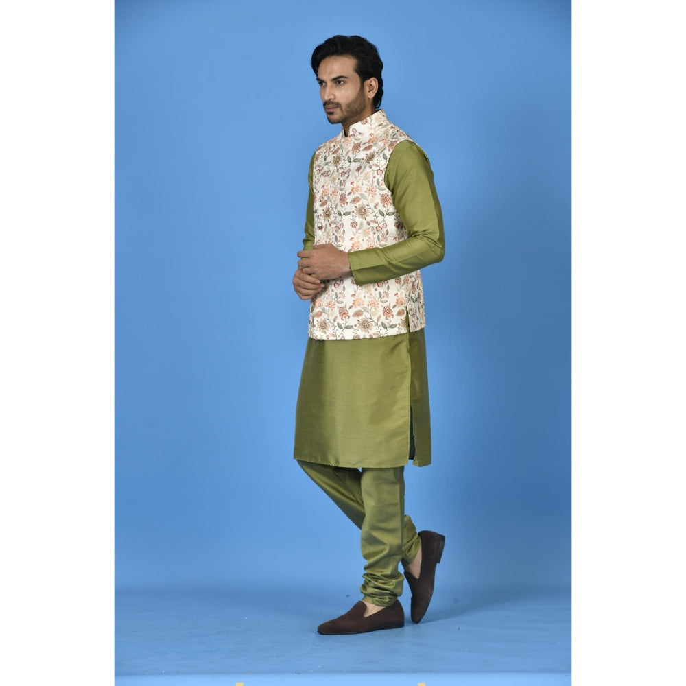Simaaya Premium Quality Silk Made Nehru Jackets for Men- Peach