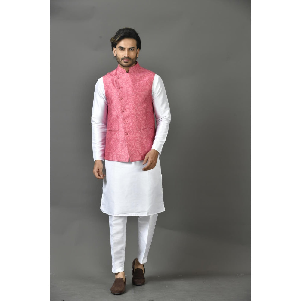 Simaaya Premium Quality Satin Made Nehru Jackets for Men- Pink