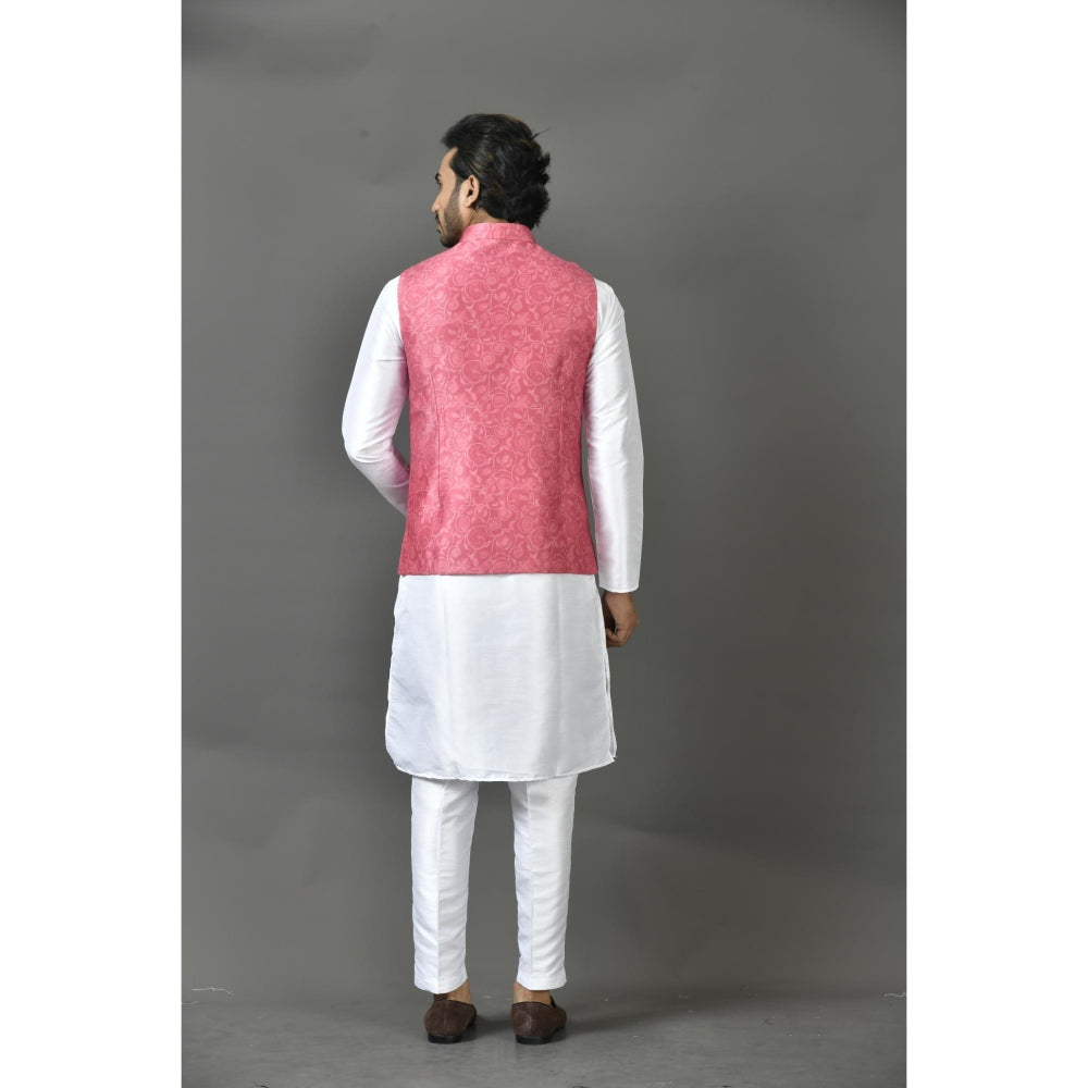 Simaaya Premium Quality Satin Made Nehru Jackets for Men- Pink
