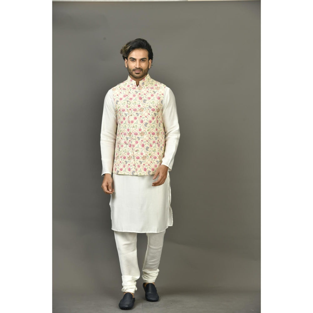 Simaaya Premium Quality Cotton Silk Made Nehru Jackets for Men- Yellow