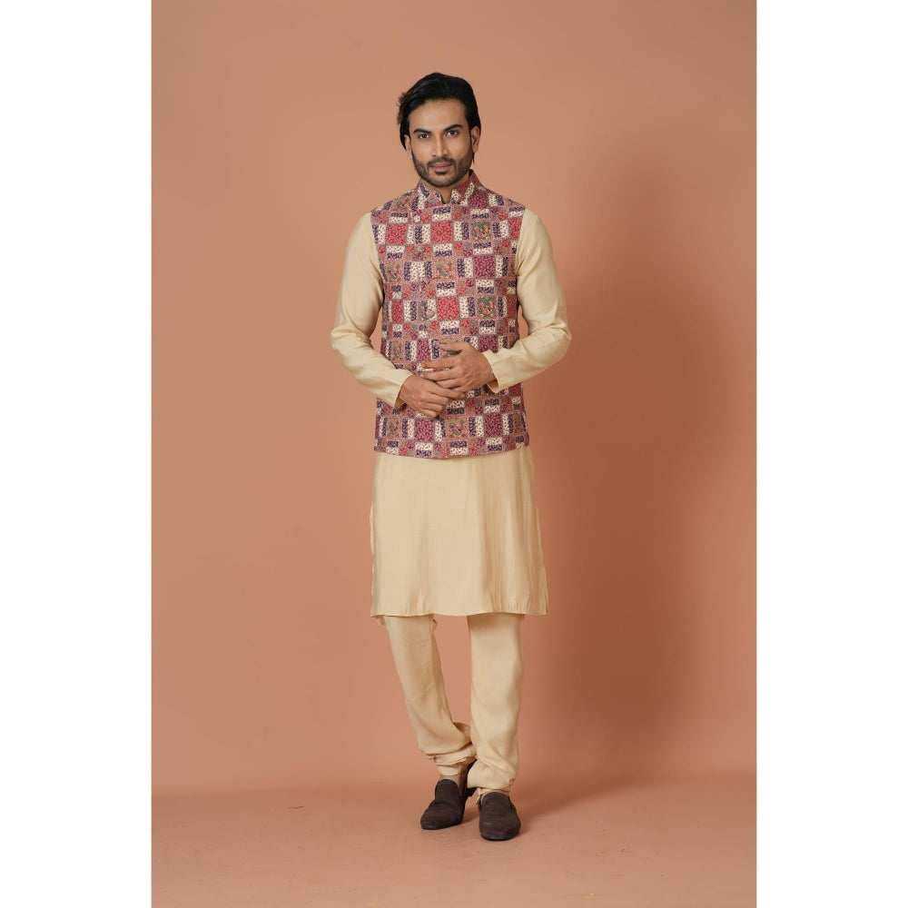 Simaaya Premium Quality Linen Made Nehru Jackets for Men- Maroon