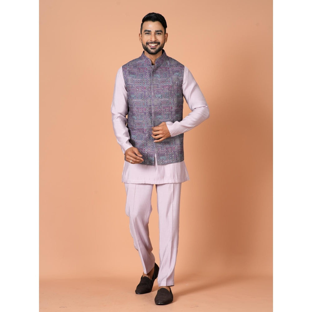 Simaaya Premium Quality Linen Made Nehru Jacket For Men- Purple