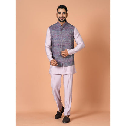 Simaaya Premium Quality Linen Made Nehru Jacket For Men- Purple