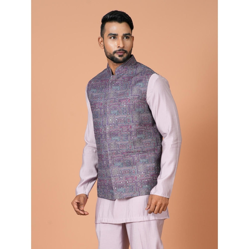 Simaaya Premium Quality Linen Made Nehru Jacket For Men- Purple