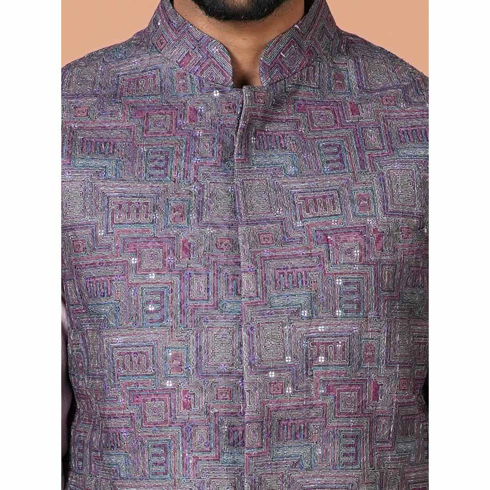 Simaaya Premium Quality Linen Made Nehru Jacket For Men- Purple