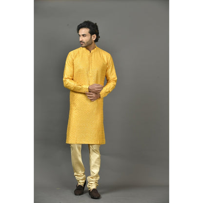 Simaaya Premium Quality Silk Made Kurta For Men- Yellow