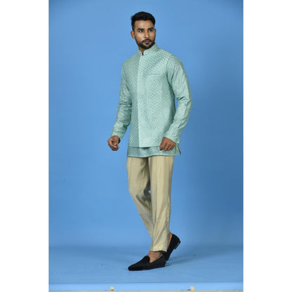 Simaaya Premium Quality Silk Made Nehru Jacket For Men- Blue