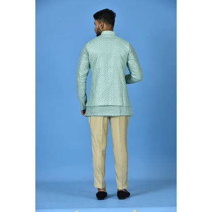 Simaaya Premium Quality Silk Made Nehru Jacket For Men- Blue