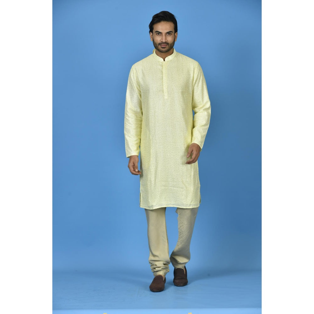 Simaaya Premium Quality Silk Made Kurta For Men- Yellow