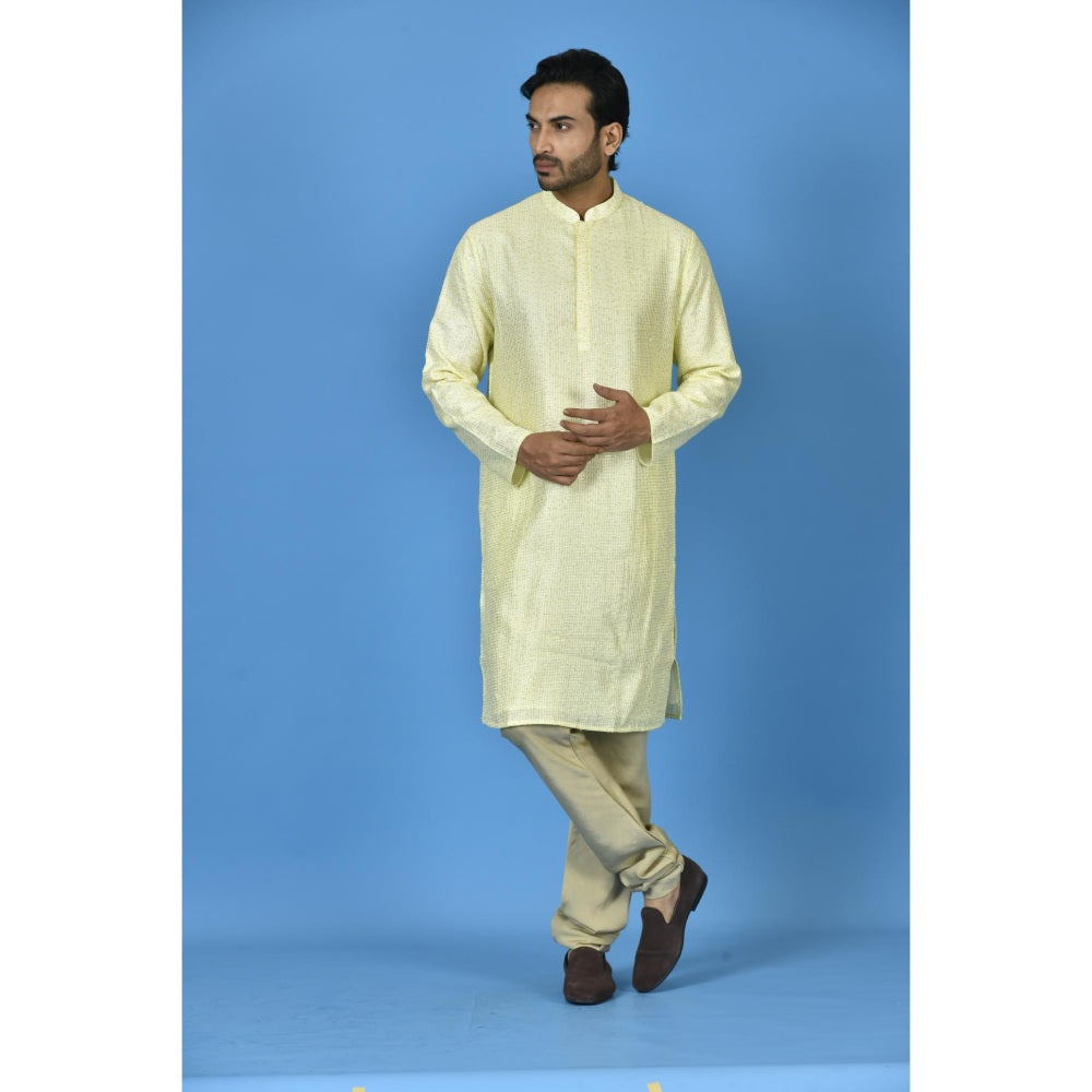 Simaaya Premium Quality Silk Made Kurta For Men- Yellow