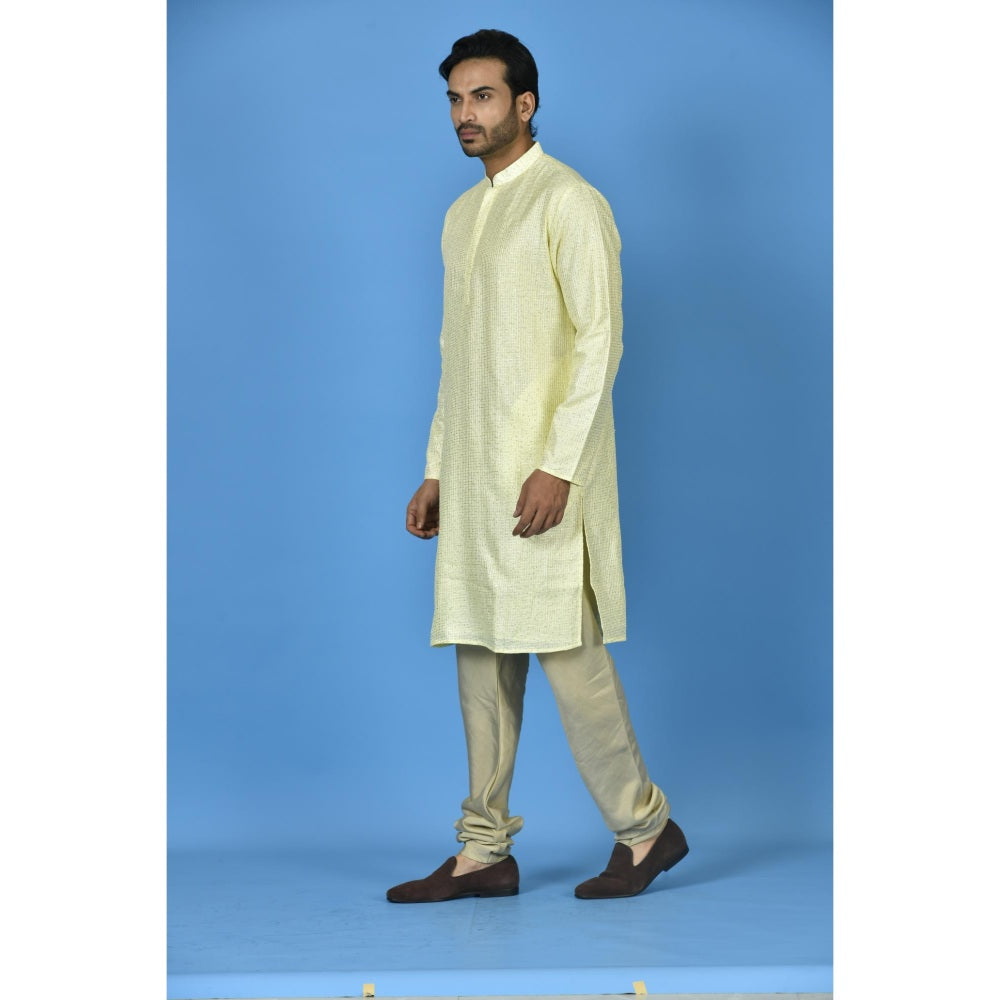 Simaaya Premium Quality Silk Made Kurta For Men- Yellow