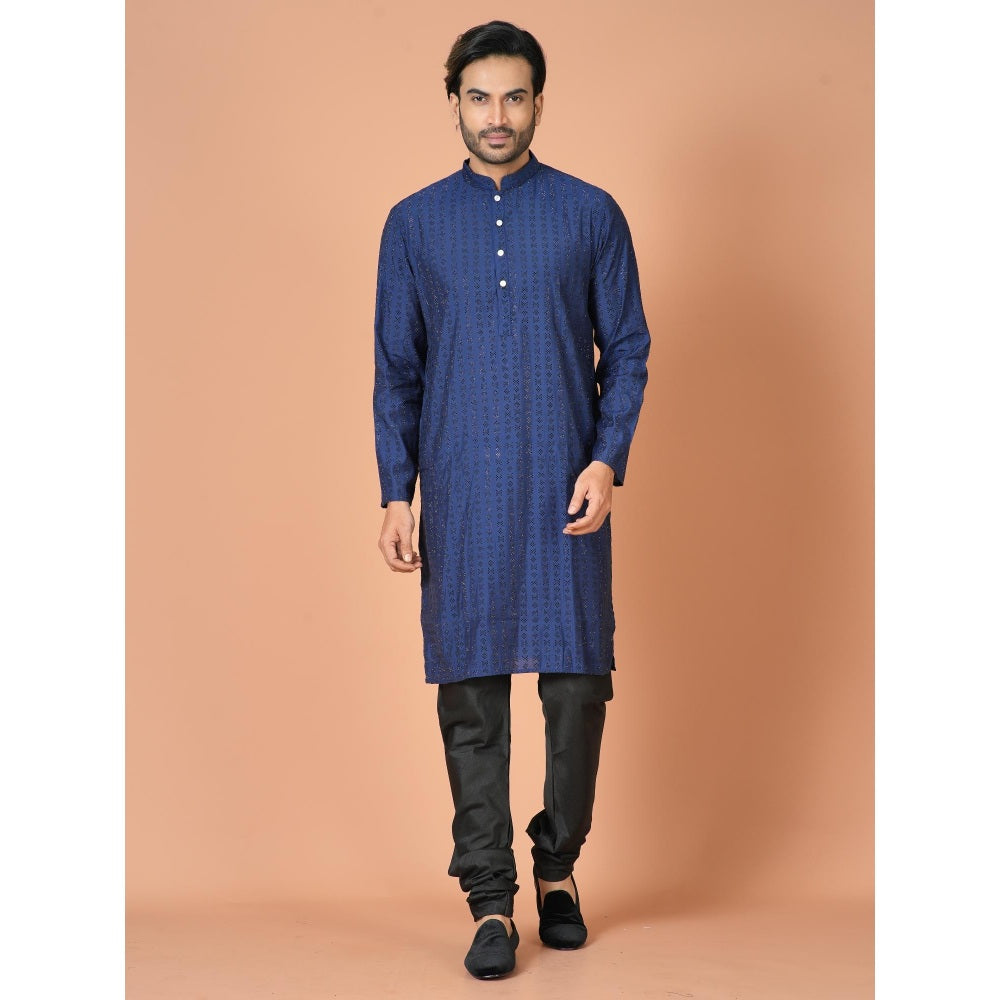 Simaaya Premium Quality Silk Made Kurta For Men- Navy Blue