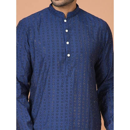 Simaaya Premium Quality Silk Made Kurta For Men- Navy Blue