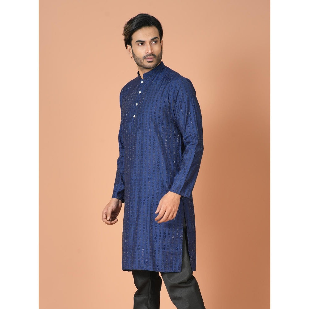 Simaaya Premium Quality Silk Made Kurta For Men- Navy Blue