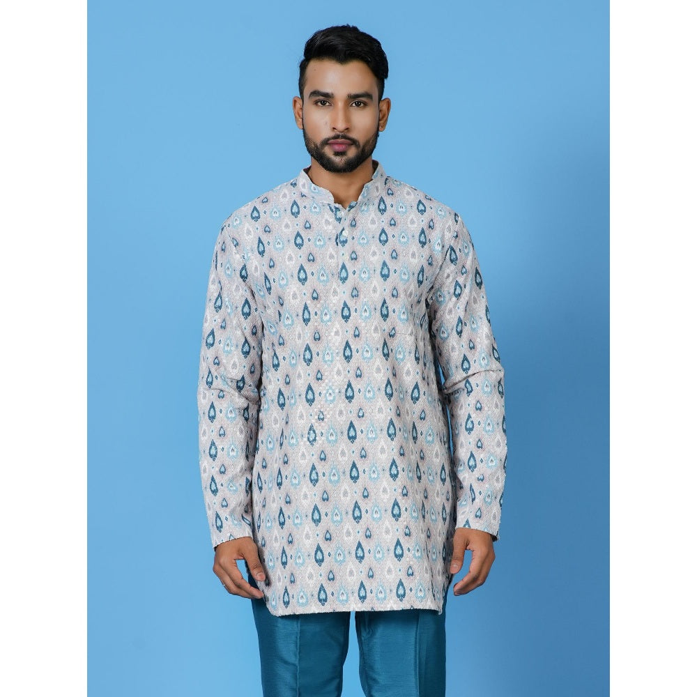 Simaaya Premium Quality Cotton Silk Made Kurta For Men- Blue