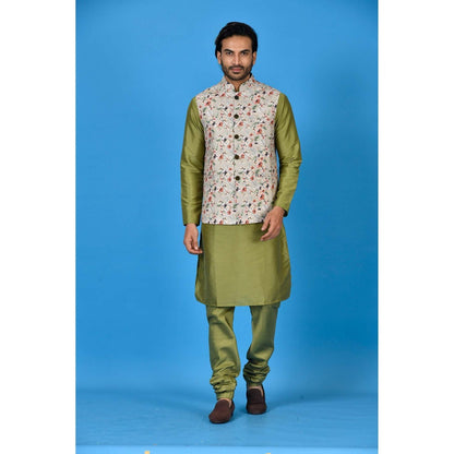 Simaaya Multi-Colour Premium Quality Silk Kurta with Churidar and Nehru Jacket (Set of 3)