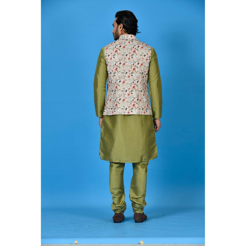 Simaaya Multi-Colour Premium Quality Silk Kurta with Churidar and Nehru Jacket (Set of 3)