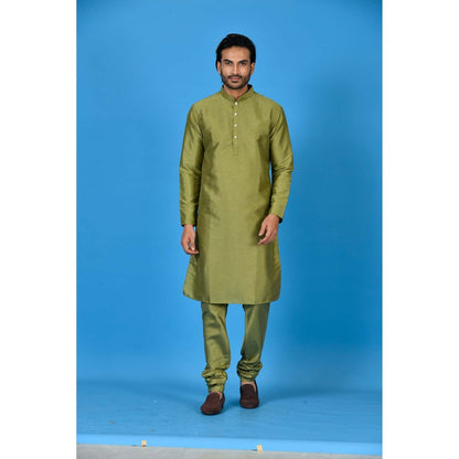 Simaaya Olive Premium Quality Silk Kurta with Churidar (Set of 2)