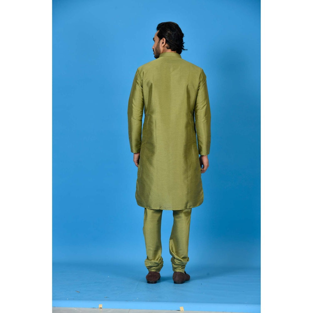 Simaaya Olive Premium Quality Silk Kurta with Churidar (Set of 2)