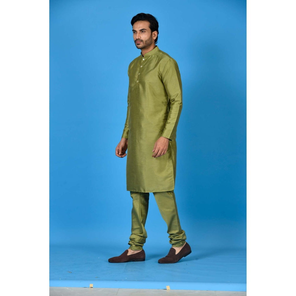 Simaaya Olive Premium Quality Silk Kurta with Churidar (Set of 2)