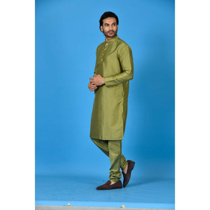 Simaaya Olive Premium Quality Silk Kurta with Churidar (Set of 2)