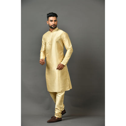 Simaaya Premium Quality Silk Made Kurta and Churidar for Men- Beige (Set of 2)