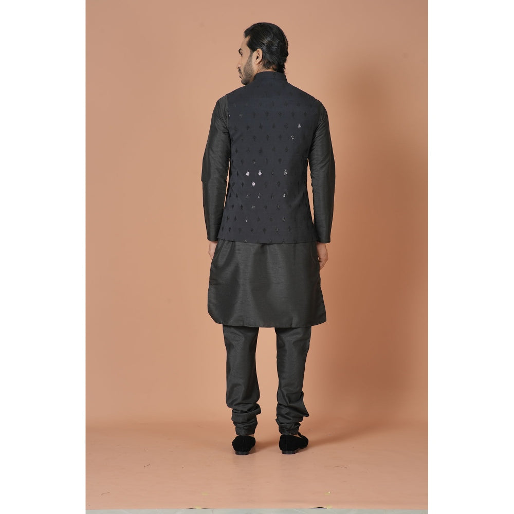 Simaaya Premium Quality Silk Made Nehru Jackets for Men- Black