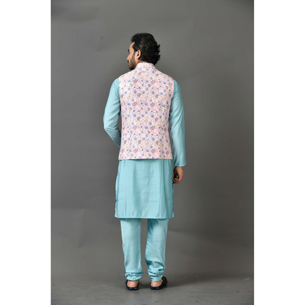 Simaaya Premium Quality Silk Kurta with Churidar and Jacket - Pink (Set of 3)