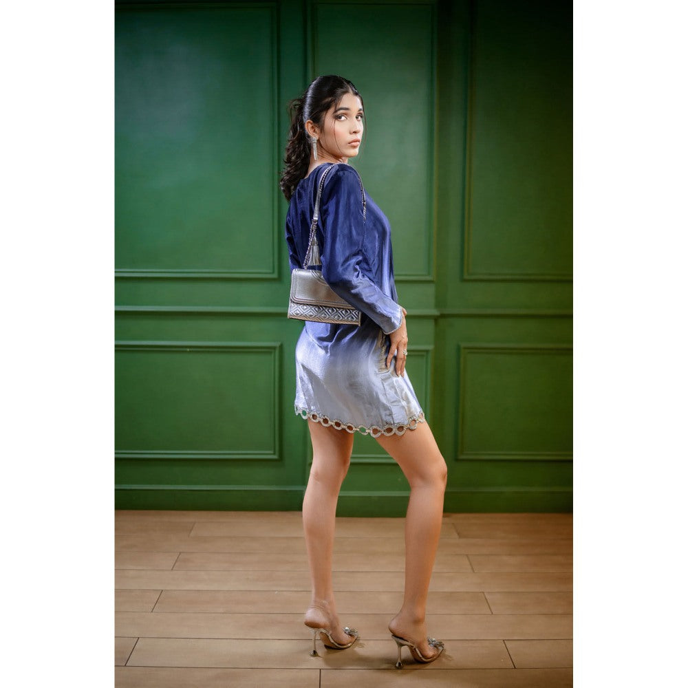 Label Simran Kochher Blue Midnight Radiance Mini Dress
