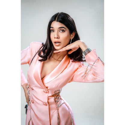 Label Simran Kochher Pink Glimmering Blush Mini Dress