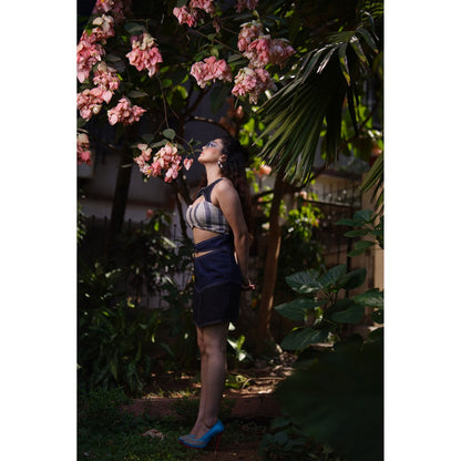 Label Simran Kochher Blue Panels Of Dreams Denim Dress
