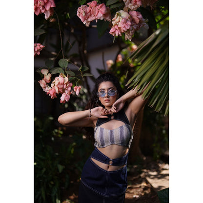 Label Simran Kochher Blue Panels Of Dreams Denim Dress