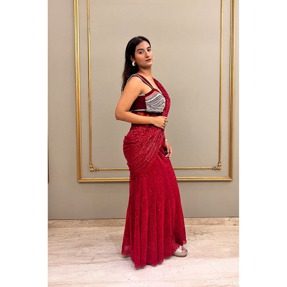 Label Simran Kochher Blood Red Gown