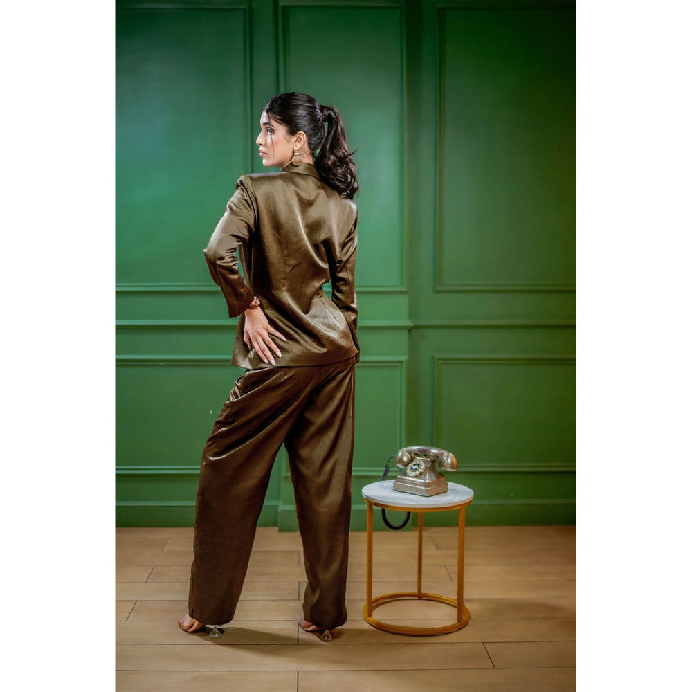 Label Simran Kochher Olive Allure Co-Ord (Set of 2)