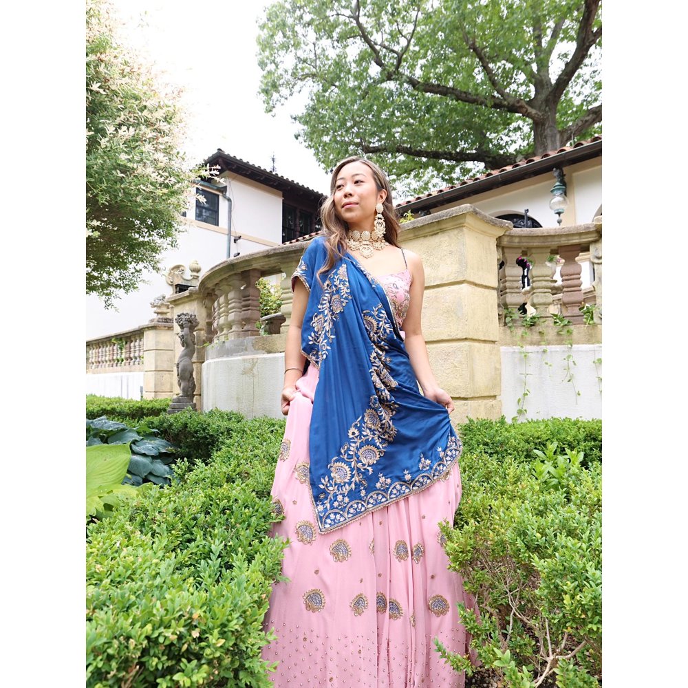 Simmi Guntaj Pink Marrakesh Lehenga with Blouse and Dupatta (Set of 3)
