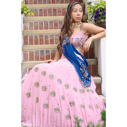 Simmi Guntaj Pink Marrakesh Lehenga with Blouse and Dupatta (Set of 3)