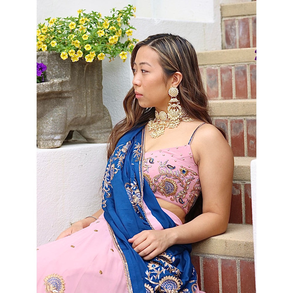 Simmi Guntaj Pink Marrakesh Lehenga with Blouse and Dupatta (Set of 3)