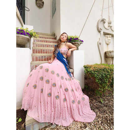 Simmi Guntaj Pink Marrakesh Lehenga with Blouse and Dupatta (Set of 3)