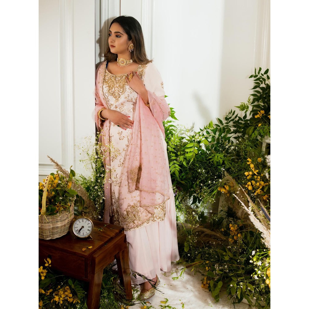 Simmi Guntaj Pink Sokut Kurta with Sharara and Dupatta (Set of 3)