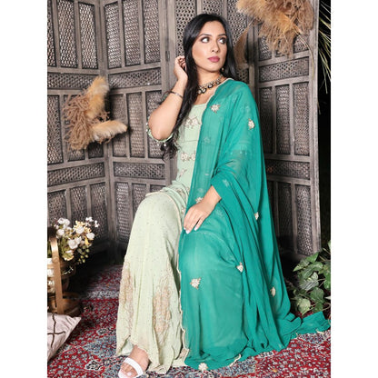 Simmi Guntaj Green Ivy Sharara with Kurta and Dupatta (Set of 3)