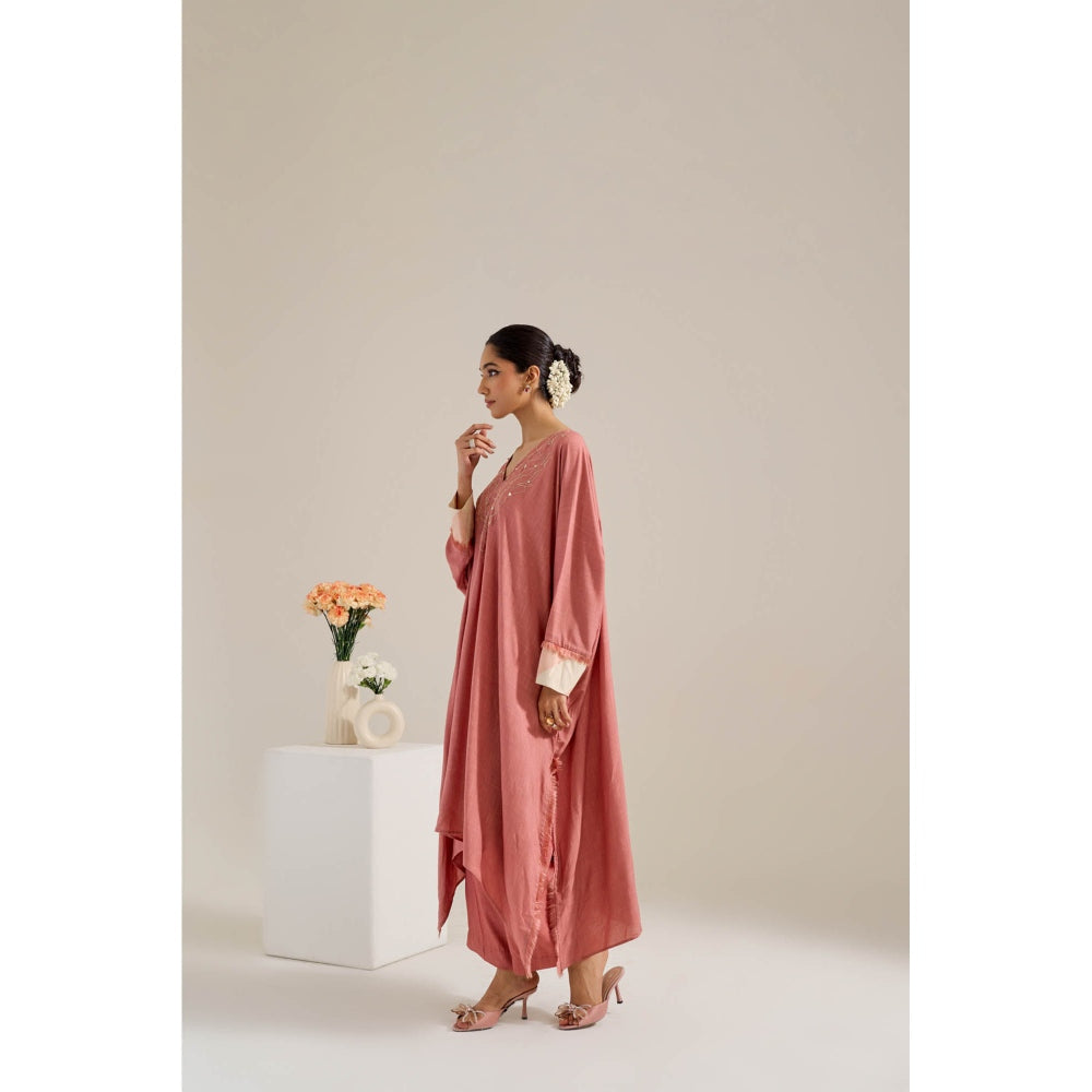 Siyona by Ankurita Peach Gulab Kaftan with Pant (Set of 2)