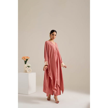 Siyona by Ankurita Peach Gulab Kaftan with Pant (Set of 2)