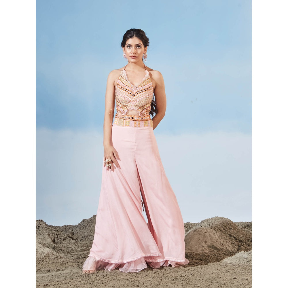 Siyona by Ankurita Pink At Bay Top with Pant (Set of 2)