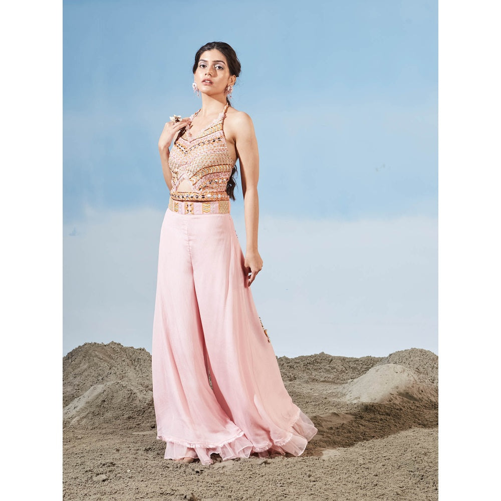 Siyona by Ankurita Pink At Bay Top with Pant (Set of 2)