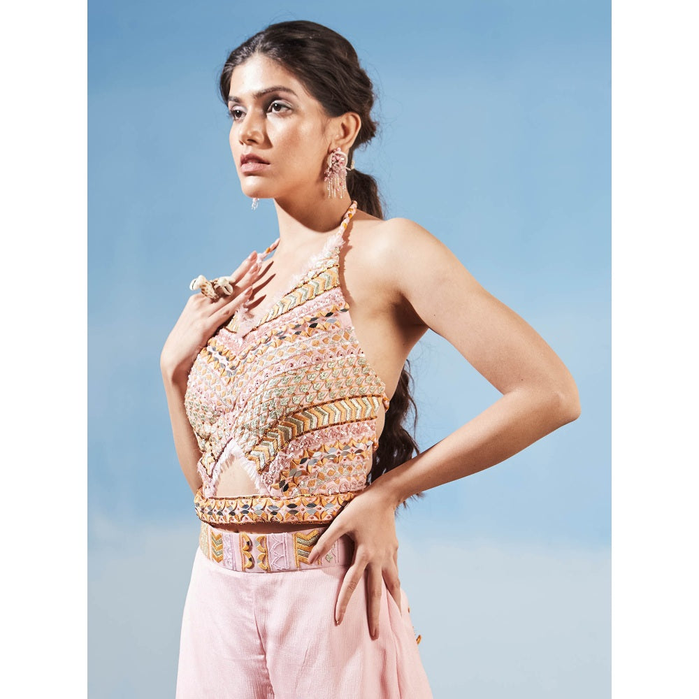 Siyona by Ankurita Pink At Bay Top with Pant (Set of 2)