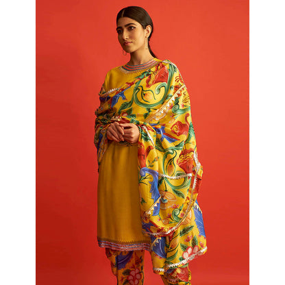 Saksham & Neharicka Yellow Kurta With Patiala & Dupatta (Set of 3)