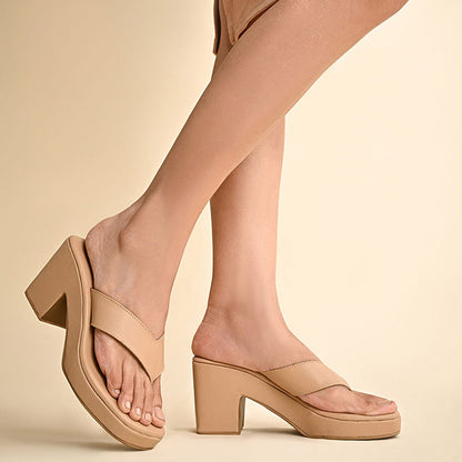 SKO Nice Nude Block Heeled Sandals
