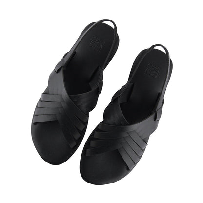 SKO Salerno Black Flat Sandals