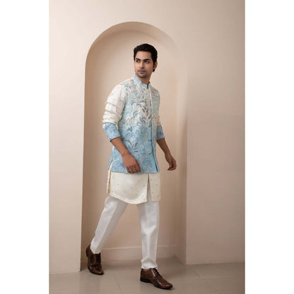 SMRITI Blue Embroider Nehru Jacket
