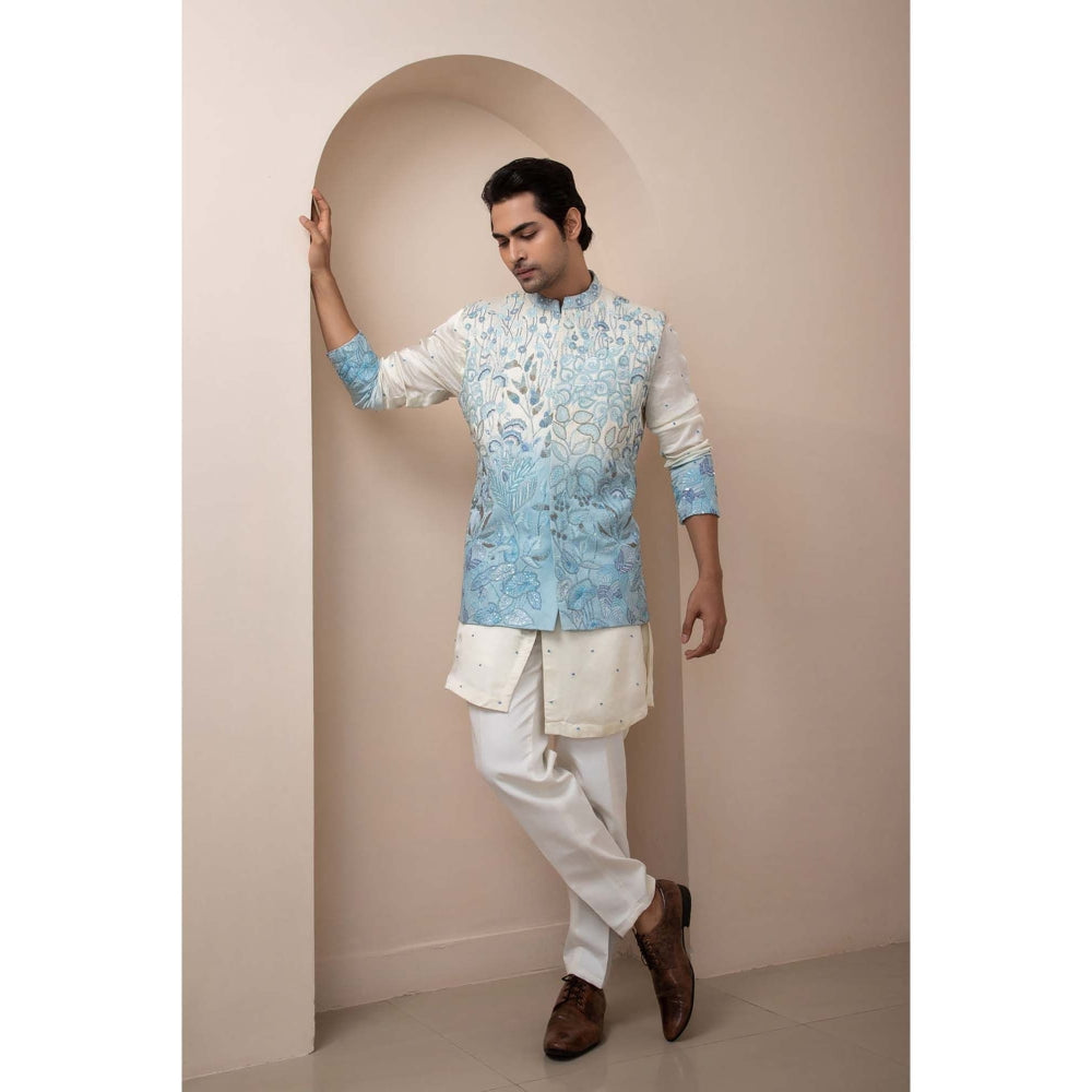 SMRITI Ivory Pearl Nehru Jacket with Kurta and Pant